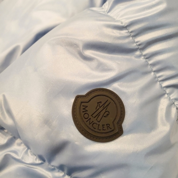 NWT$1,860 MONCLER Yonne Zigzag Channeled Blue Down Puffer Jacket Coat Sz 4 (XL) - Picture 7 of 16